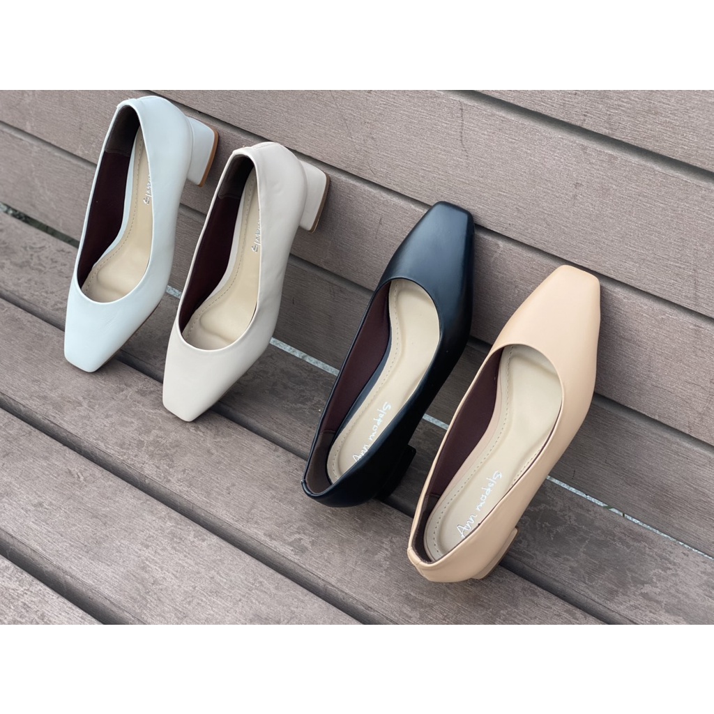 Giày cao gót công sở nữ 3 phân mũi vuông gót vuông da mềm cao cấp