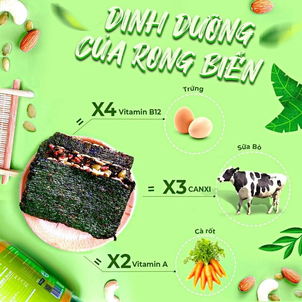 Rong biển kẹp hạt dinh dưỡng 3 Miền Food hũ 200g loại 1, ăn vặt healthy, giảm cân, Eatclean,cho gymer