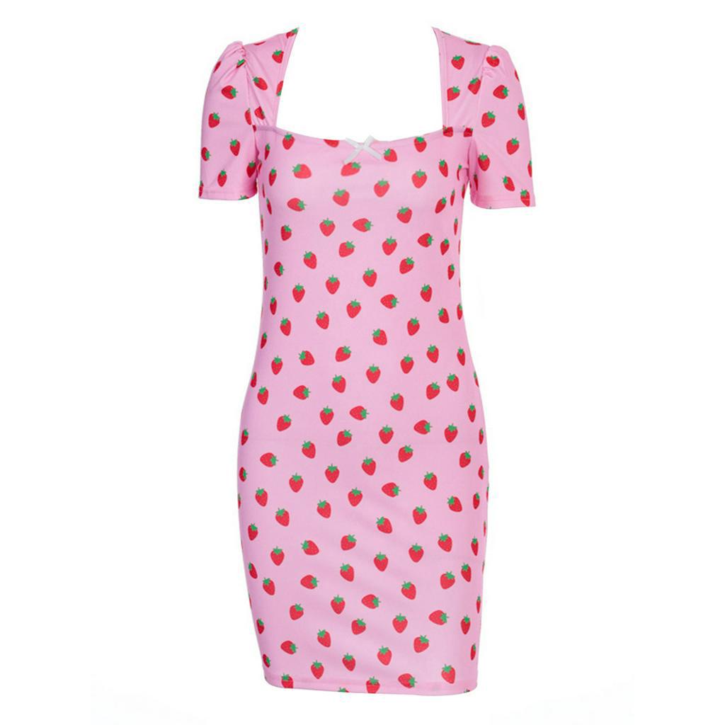 Đầm Nữ Ngắn Tay Cổ Vuông In Hoa Thời Trang