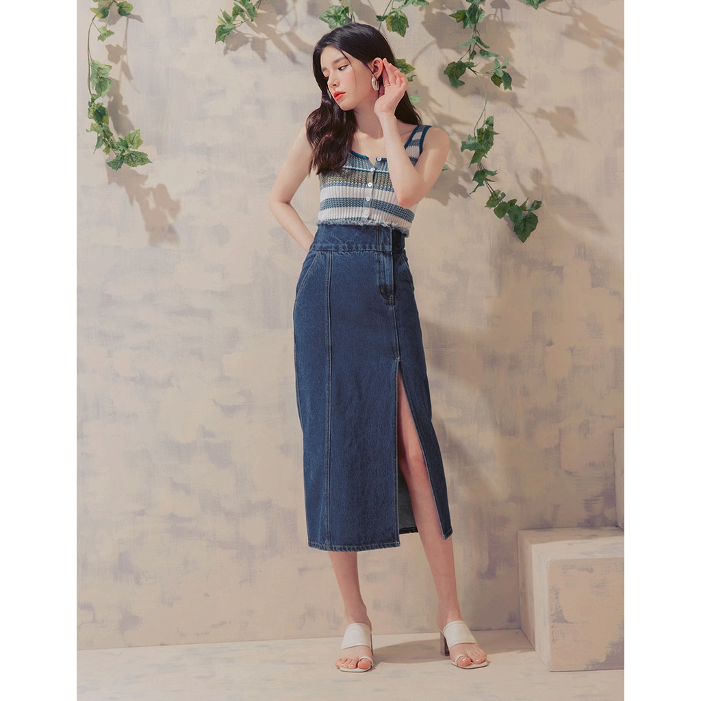 Chân váy jeans xẻ cao eo tua rua nữ Air Space 2010122008 | BigBuy360 - bigbuy360.vn