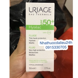 CHÍNH HÃNG Kem chống nắng Uriage Hyseac Fluide SPF50 cho da mụn