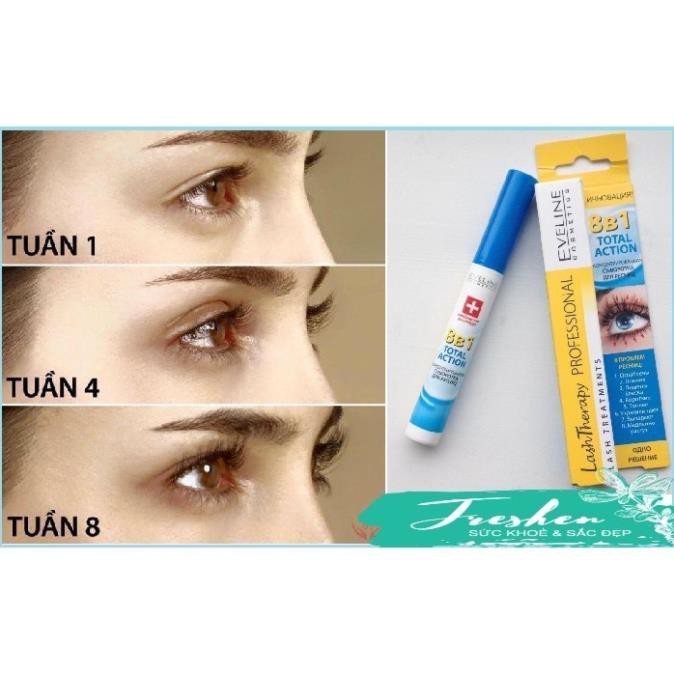 Huyết thanh dưỡng dài mi EVELINE 8 IN 1 Total Action Làm dày và dài mi nhanh dạng Mascara - Hanzy Store