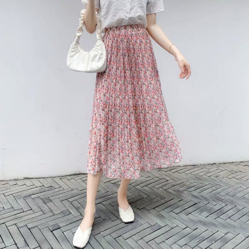 Chân váy hoa nhí vintage dập ly Ulzzang 🌸 CV6622 Hàng Quảng Châu