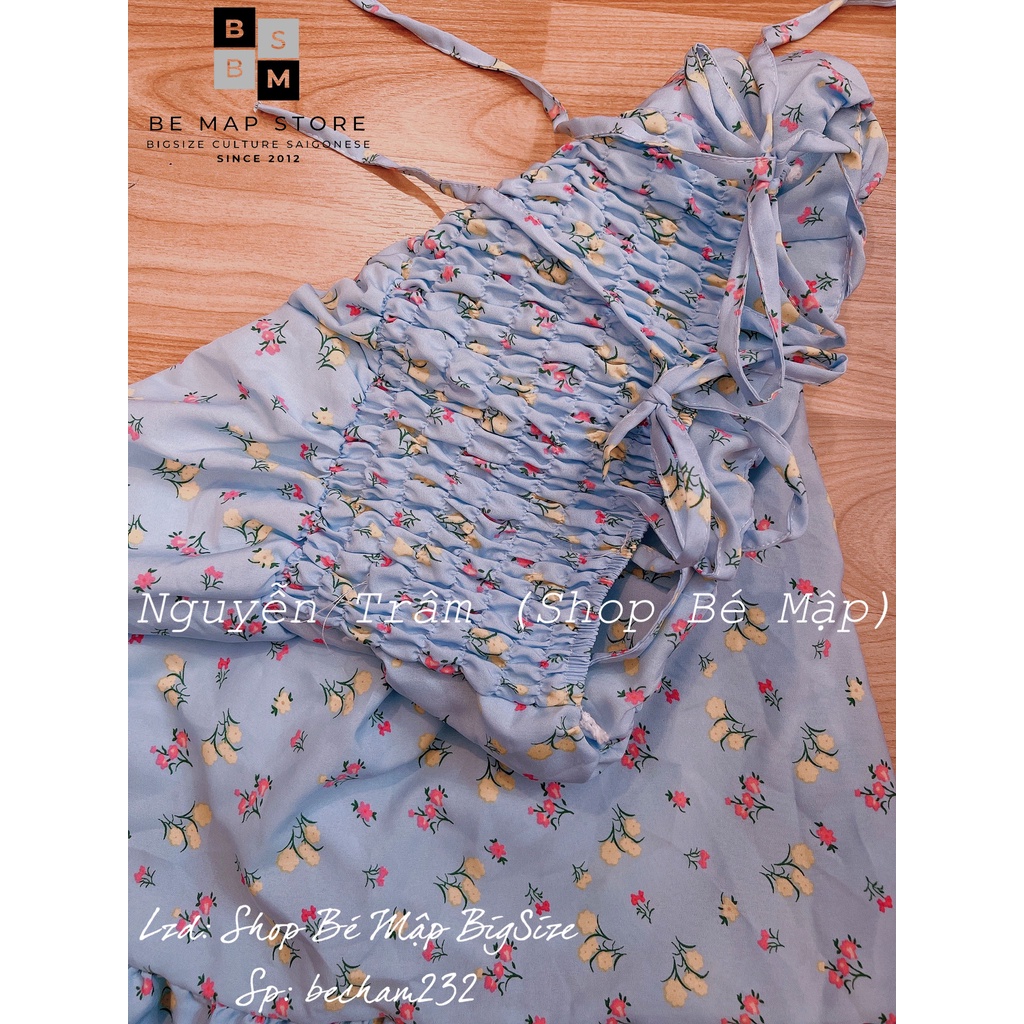Đầm Xòe 2 Dây Hoa Nhí Cột Nơ Vai BigSize 50-77Kg