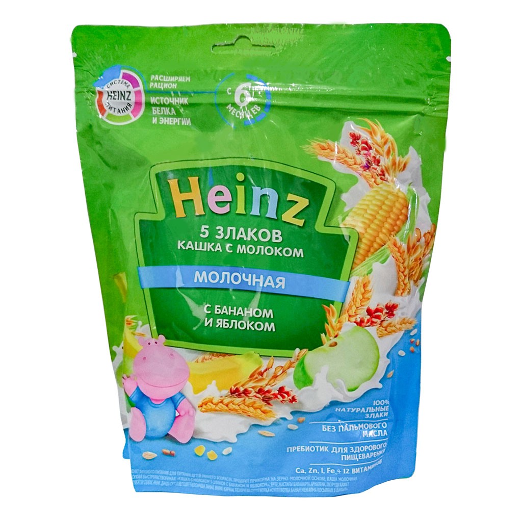 Bột Ăn Dặm Heinz Nga 6+ Vị Sữa Gạo Ngô Yến Mạch Táo Chuối Gói 250g