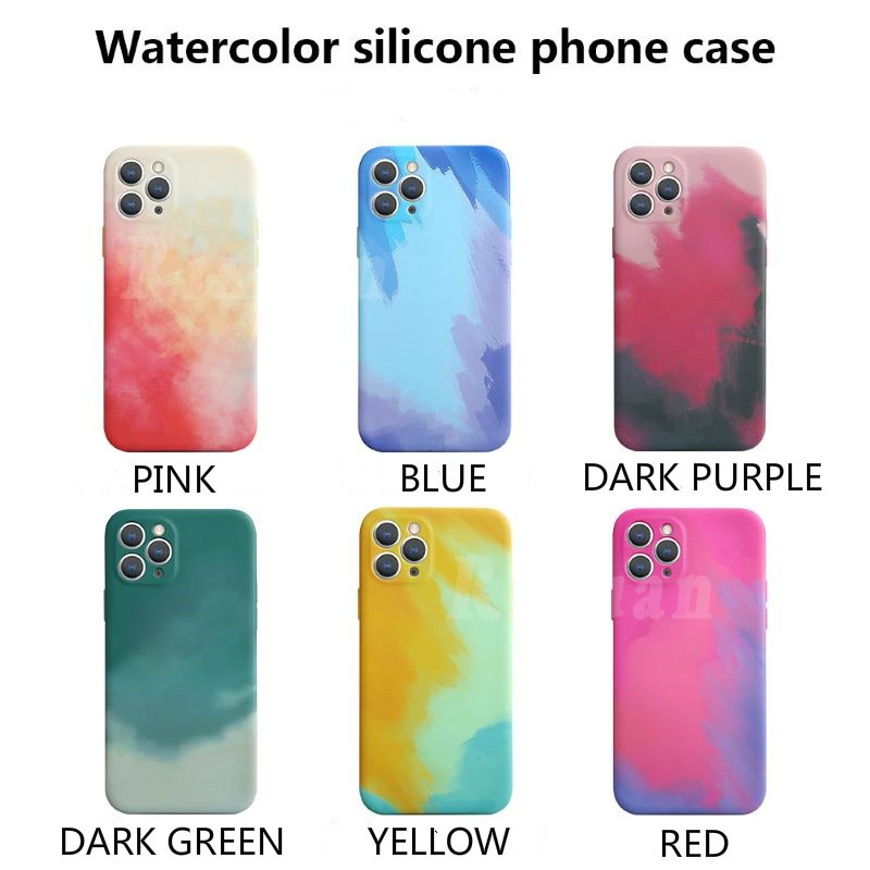 Ốp điện thoại silicon mềm họa tiết màu nước thích hợp cho iPhone 12 11 Pro Max 6 6S 7 8 Plus XR