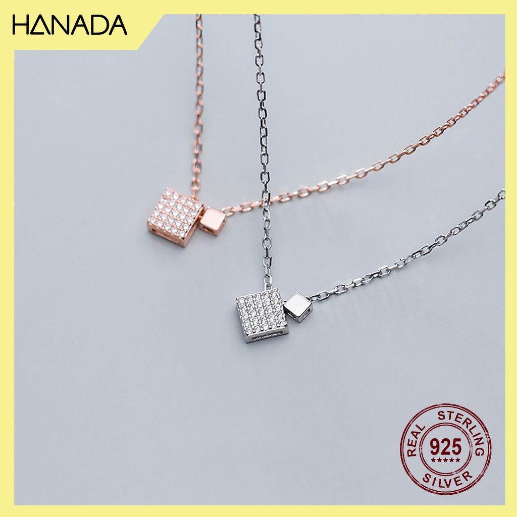 Dây Chuyền Bạc 925 Hanada Vuông Đá 0167 F9