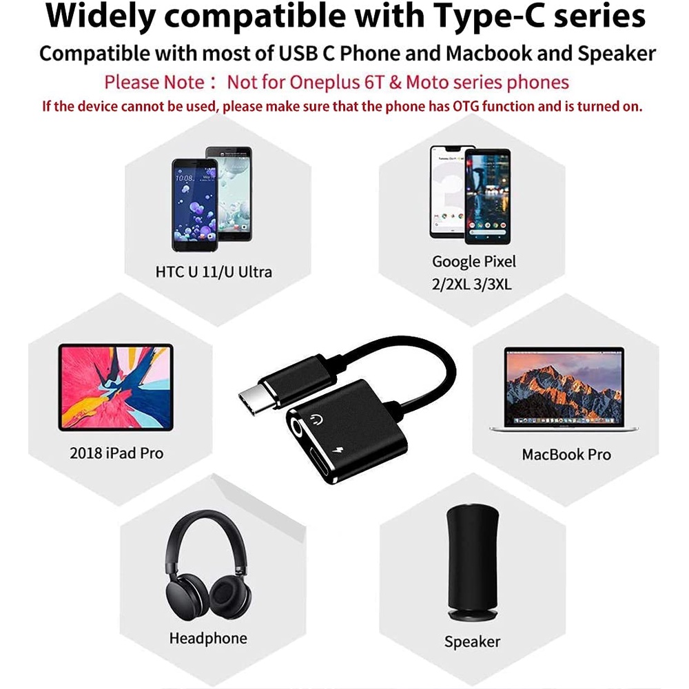 Đầu Chuyển Đổi USB C Sang Jack Tai Nghe 3.5mm 2 Trong 1 Cho iPad Pro 12.9 "Essential HTC U11