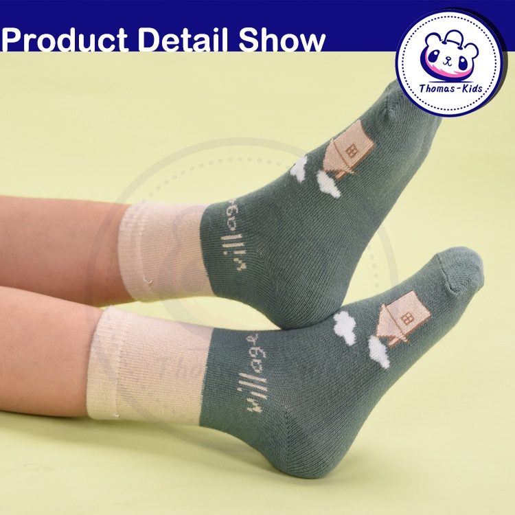 [THOAMS KIDS] Set 5 Đôi Vớ Cotton Thấm Hút Mồ Hôi In Họa Tiết Hoạt Hình Thời Trang Cho Bé Trai Và Gái