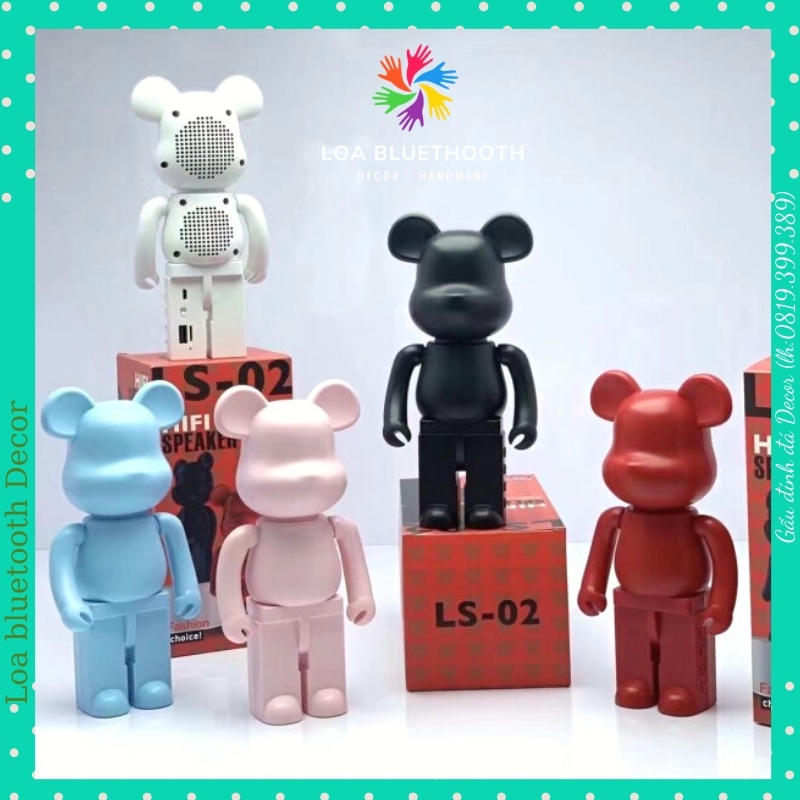 Loa Bluetooth nghe nhạc hình gấu Bearbrick, Chống thấm Nước, Chống va đập, Nghe nhạc chuyên Bass, Âm thanh trầm