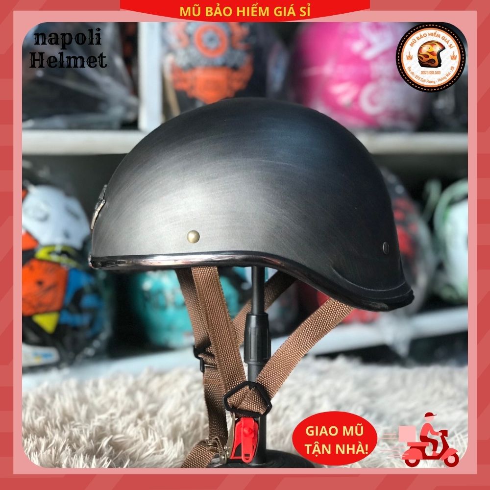 Mũ bảo hiểm nửa đầu NAPOLI N120 Gangster - Màu Đen Nhám , Xước Nhám Size