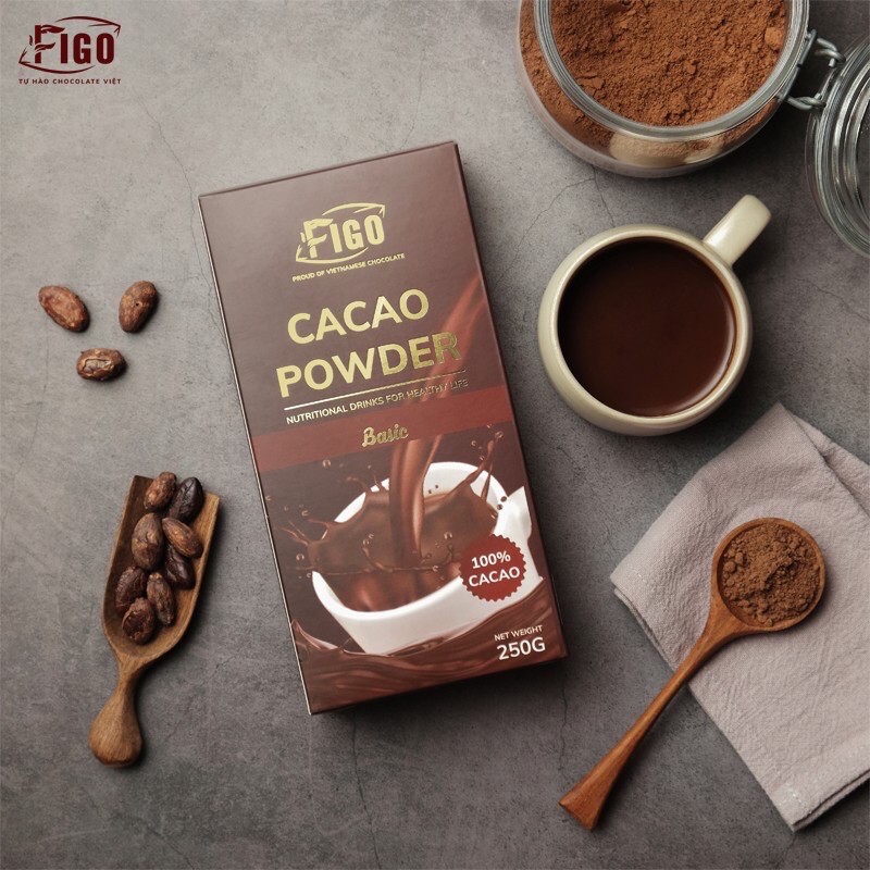 [HÀNG CHÍNH HÃNG] Combo 4 túi bột Cacao nguyên chất Figo mỗi túi 250g trong pha chế và làm bánh