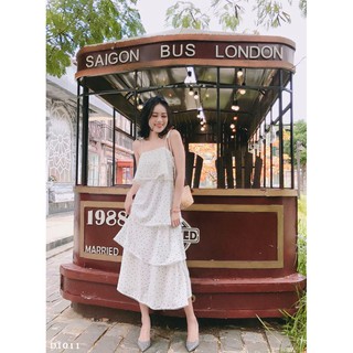 Đầm 2 dây tầng chấm bi (Kèm ảnh thật sản phẩm shop chụp)