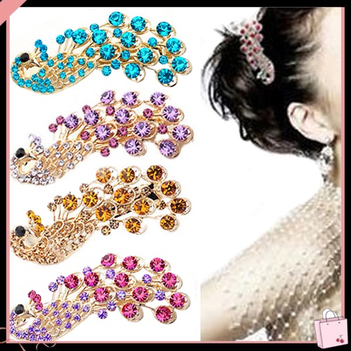 Kẹp Tóc Hình Con Công Đính Đá Thời Trang Cho Nữ