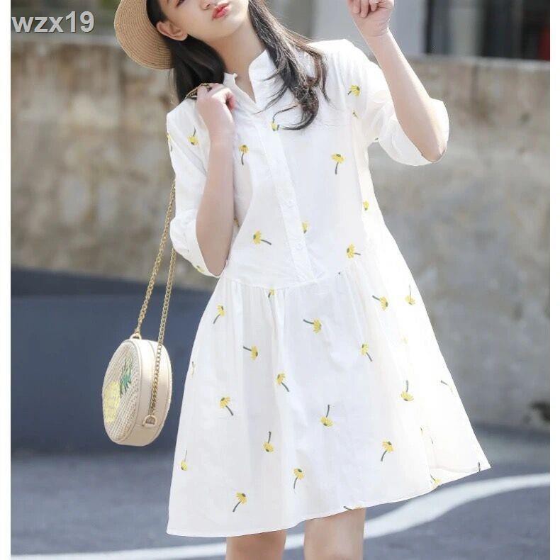 ﹍❀Girls Summer Short Sleeve Dress Little Girl Váy chữ A trẻ em Hàn Quốc mùa hè Big Boy Princess Kiểu Tây