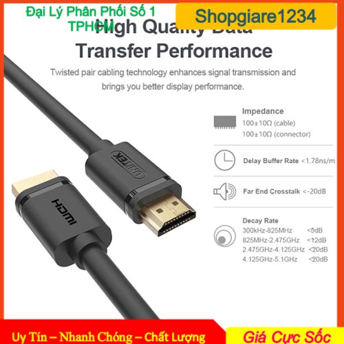 [Mã ELHACE giảm 4% đơn 300K] Cáp HDMI 3m Unitek Y-C139 (CÁP XỊN hỗ trợ 4K Ultra HD và 3D) - BH 12 Tháng