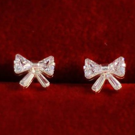 Bông tai bạc 925 hình nơ xinh xắn