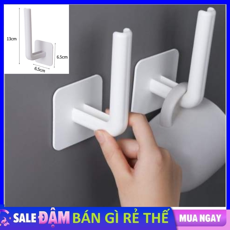 Móc dán tường chữ L đa năng/ Móc treo thớt, khăn giấy, vật dụng gia đình