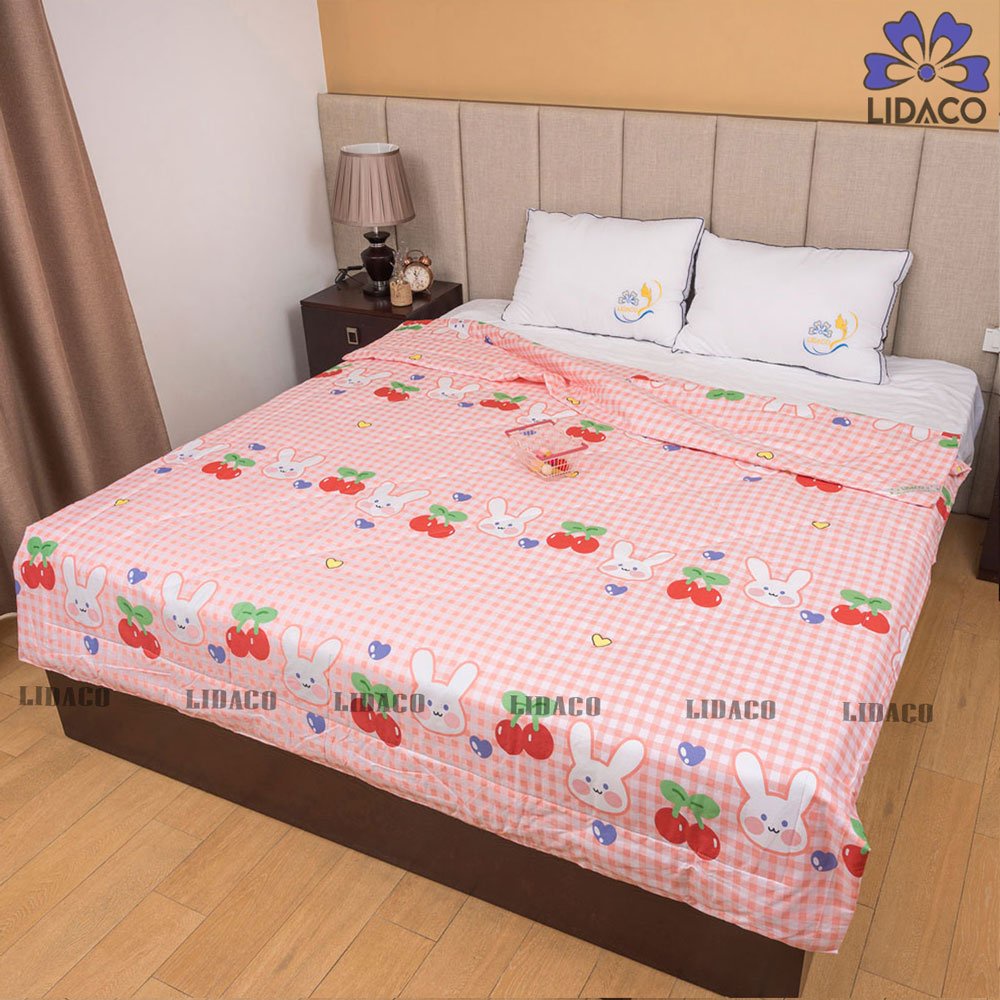 Chăn hè cotton 100% chần bông LIDACO thoáng khí, mát mẻ và bền màu 200x230cm