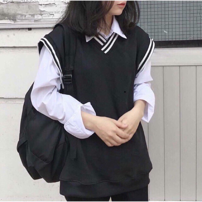 Áo Gile Trơn Basic Viền 2 Sọc Ulzzang Nam Nữ Unisex