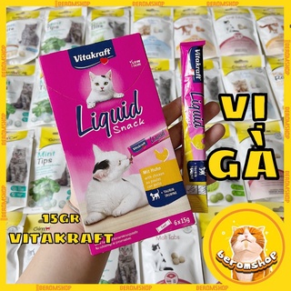 SÚP THƯỞNG CHO MÈO VITAKRAFT CAT LIQUID SNACK 3 VỊ 15G SIÊU NGON NHẬP ĐỨC GIÁ CỰC RẺ