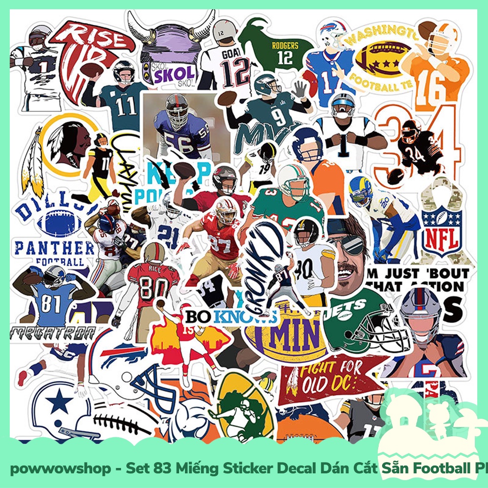 [Sẵn VN - Hỏa Tốc] Set 83 Miếng Sticker Decal Cắt Sẵn DIY Dán Trang Trí Vật Dụng Mẫu Football Player Team UP
