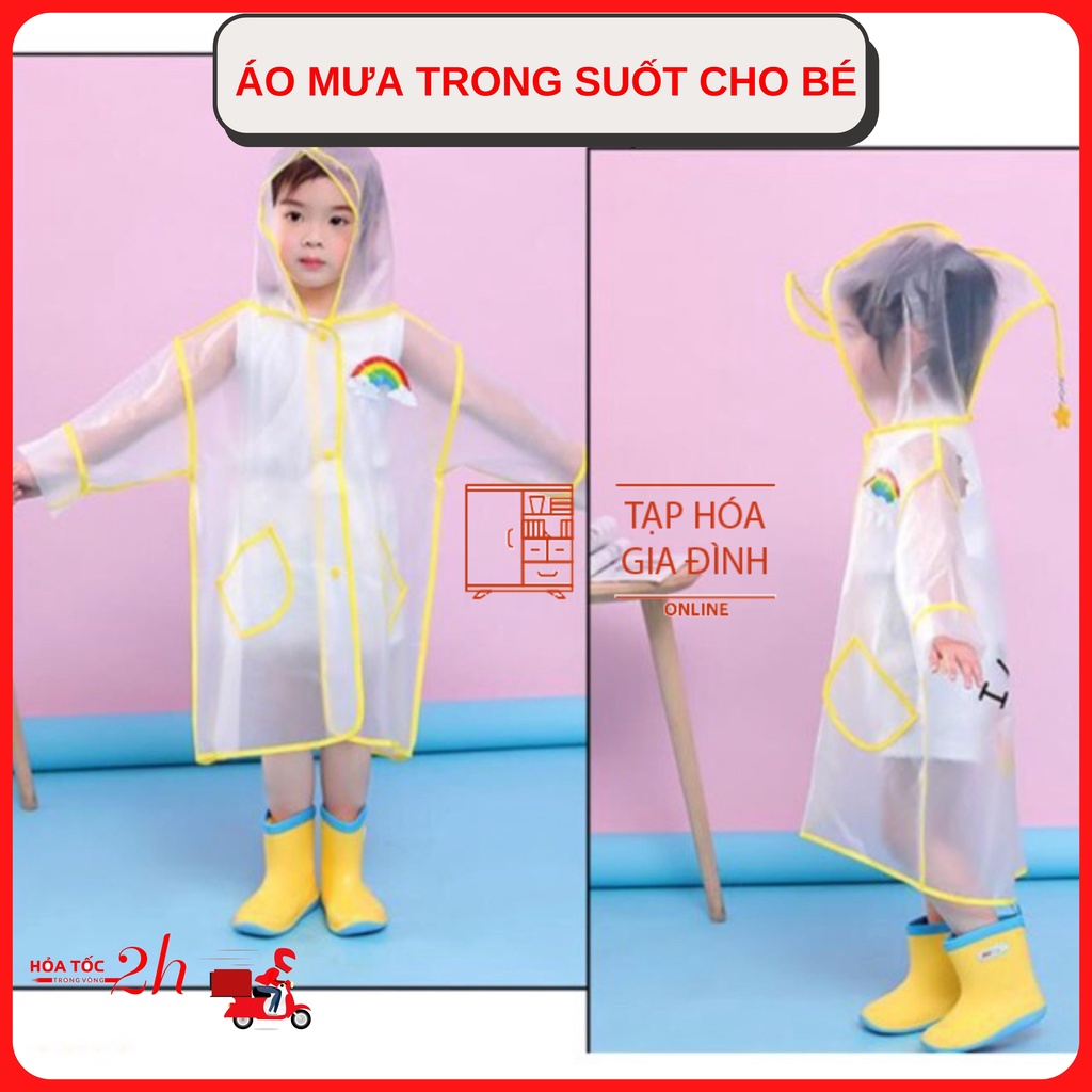 Áo mưa trong suốt, không mùi an toàn cho bé cao 80cm-120cm