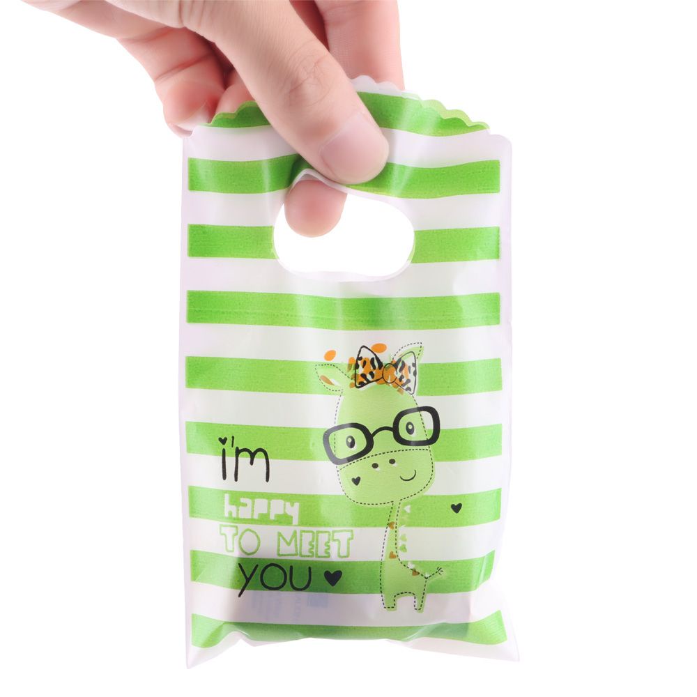 Set 50 Túi Nhựa Mini Có Tay Cầm 9*15CM Họa Tiết Dễ Thương Dùng Để Đựng Quà Tặng