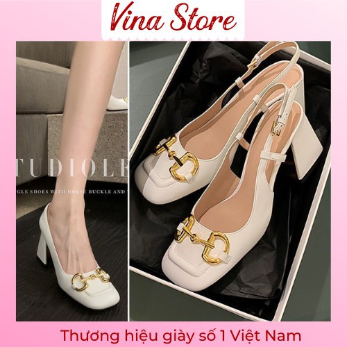 GIÀY CAO GÓT NỮ BÍT MŨI IN CHỮ TO GÓT Vuông ulzzang phong cách vintage Hàn Quốc siêu hot- mã S046