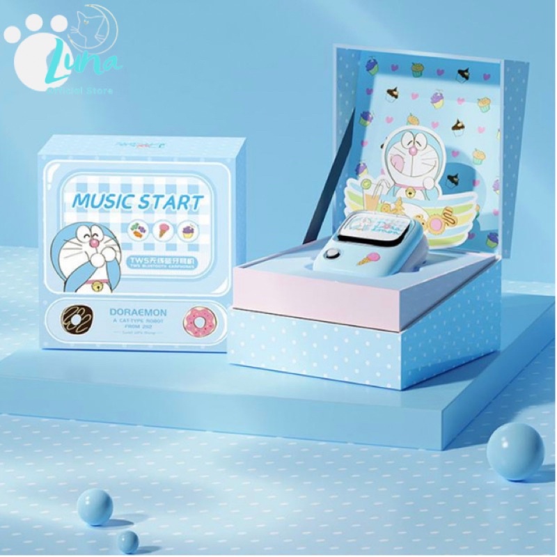 Tai Nghe Không Dây Bluetooth 5.0 Chính Hãng Đáng yêu, Dễ Thương, Nhỏ Gọn và Tiện Lợi Hình Doraemon