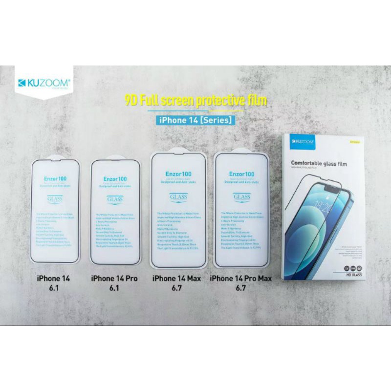 Kính Cường Lực Kuzoom Full Màn cho iphone 14 pro max/14 pro/14 max/ 13 Pro/ 13 Pro Max/12 pro max/12/12 pro chính hãng