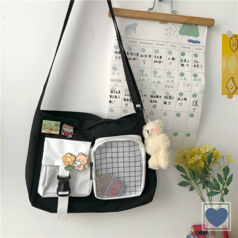 [Mã FASHIONCB264 giảm 10K đơn bất kỳ] Túi Vải Canvas Đeo Vai Phong Cách Hàn Quốc Xinh Xắn Dành Cho Nữ