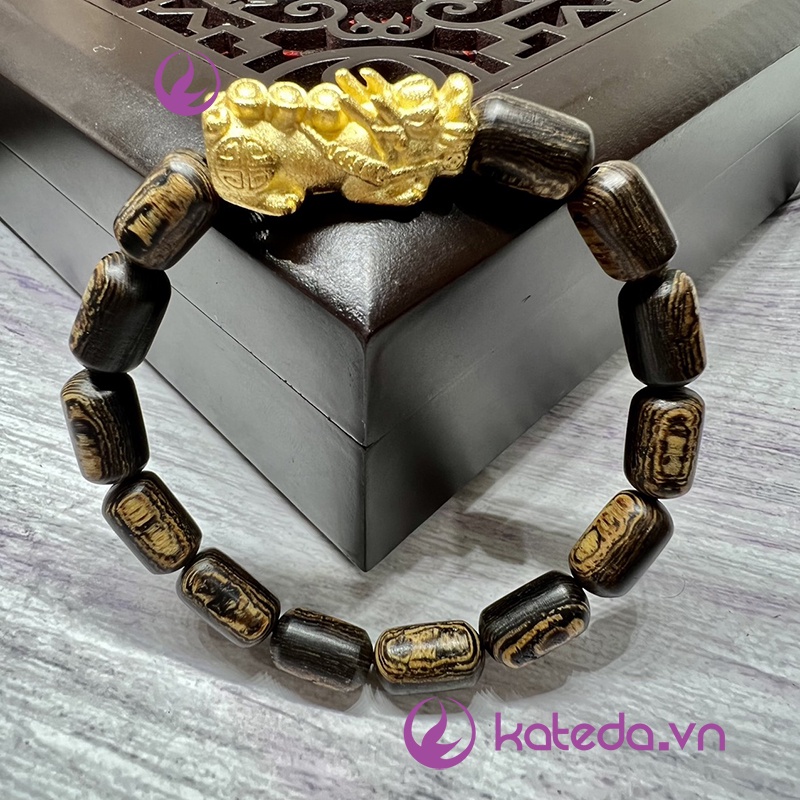 ( Hàng Vip + tặng hộp gấm ) Vòng Tay Gỗ Trầm Hương Sánh Chìm Trúc Bầu mix Tỳ Hưu Đồng Thau không Gỉ.