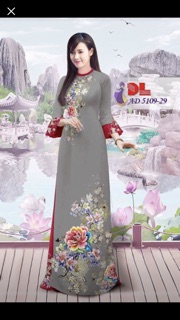 Vải áo dài hoa mẫu đơn