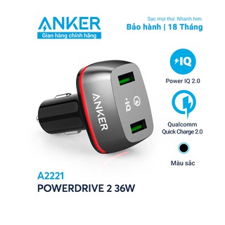 Sạc ô tô ANKER PowerDrive+ 2 cổng USB QC 2.0 - A2221