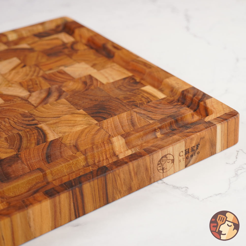 Thớt gỗ Teak Chef Studio cao cấp hình chữ nhật size 28x40 cm, đa dụng, an toàn cho sức khỏe