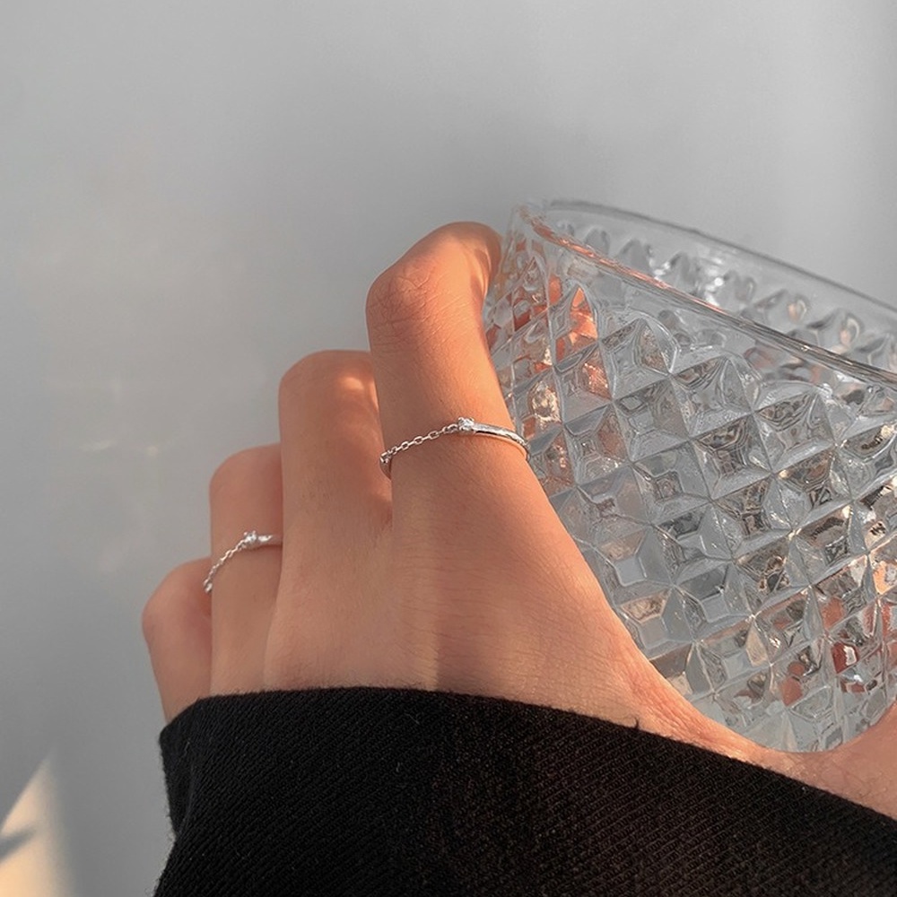 Nhẫn Đính Đá Zircon Dạng Hở Phong Cách Hàn Quốc Đơn Giản Cho Nữ