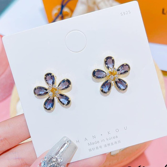 Bông Tai Nữ Bạc 925 Cá Tính Đính Đá Cao Cấp Mang Phong Cách Hàn Quốc  - MS27051