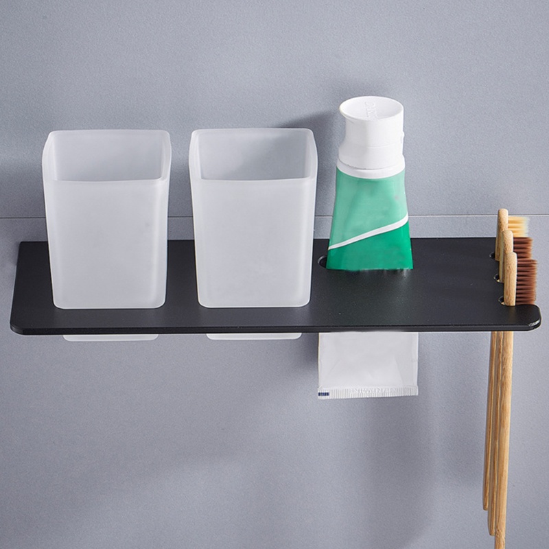 Giá Đỡ Bàn Chải Đánh Răng / Cốc Súc Miệng Hai Lỗ Bằng Nhôm