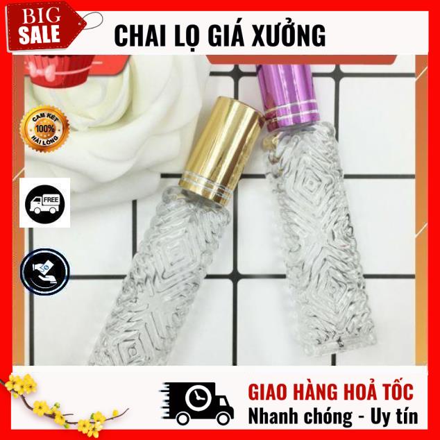 Lọ Chiết Nước Hoa ❤ GIÁ TỐT NHẤT ❤ Chai lọ chiết nước hoa thủy tinh 12ml có Gân hoa văn, phụ kiện du lịch