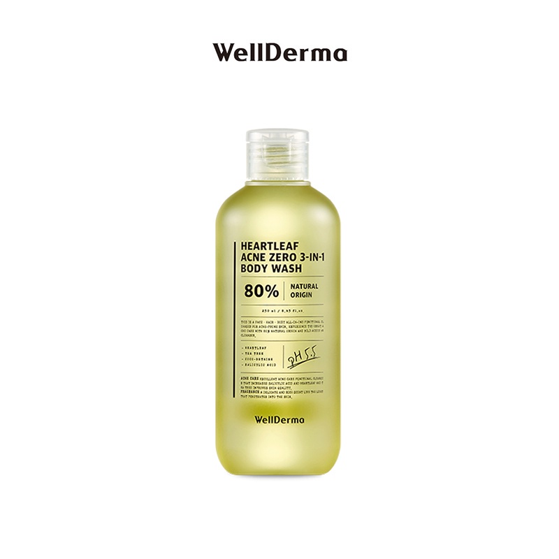 Sữa Tắm Cây Diếp Cá Ngừa Mụn WellDerma Heartleaf Acne Zero Body Wash 250ml