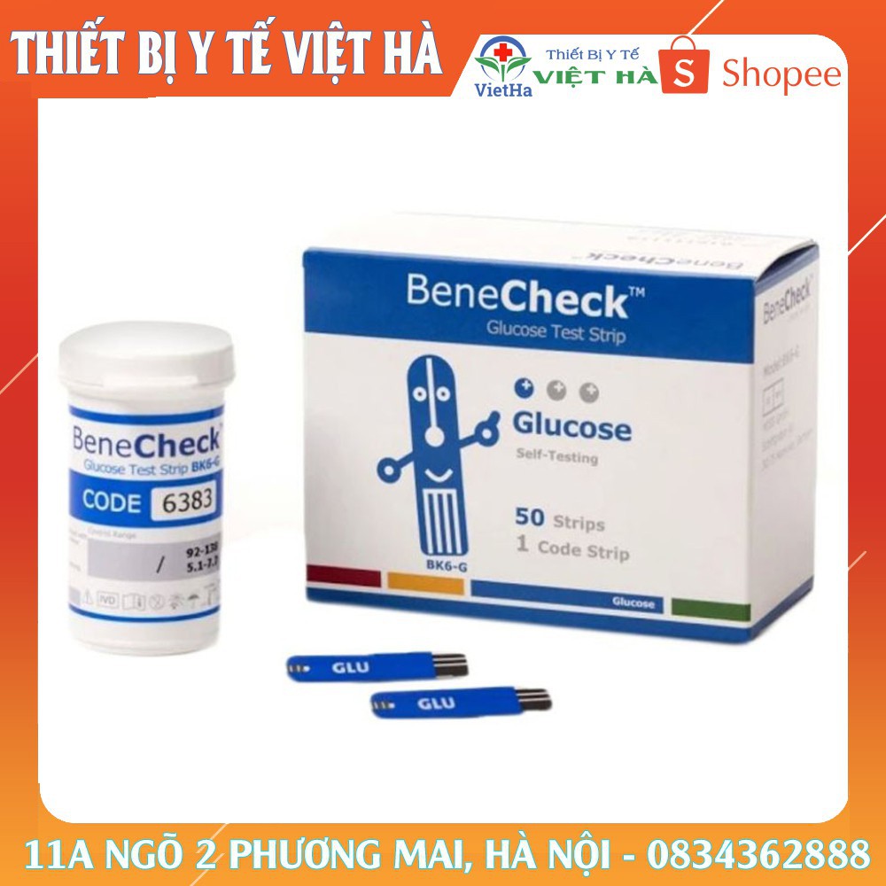 Que thử Glucose cho máy đo đường huyết Benecheck Plus (50 que) thế hệ mới