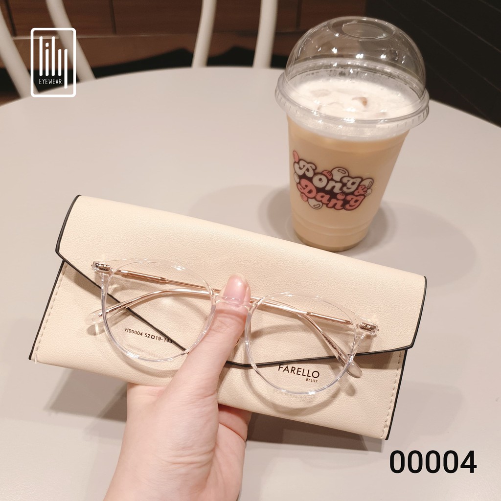 Gọng kính cận mắt tròn nam nữ LILYEYEWEAR chất liệu nhựa phối kim loại, đa dạng màu sắc 00004