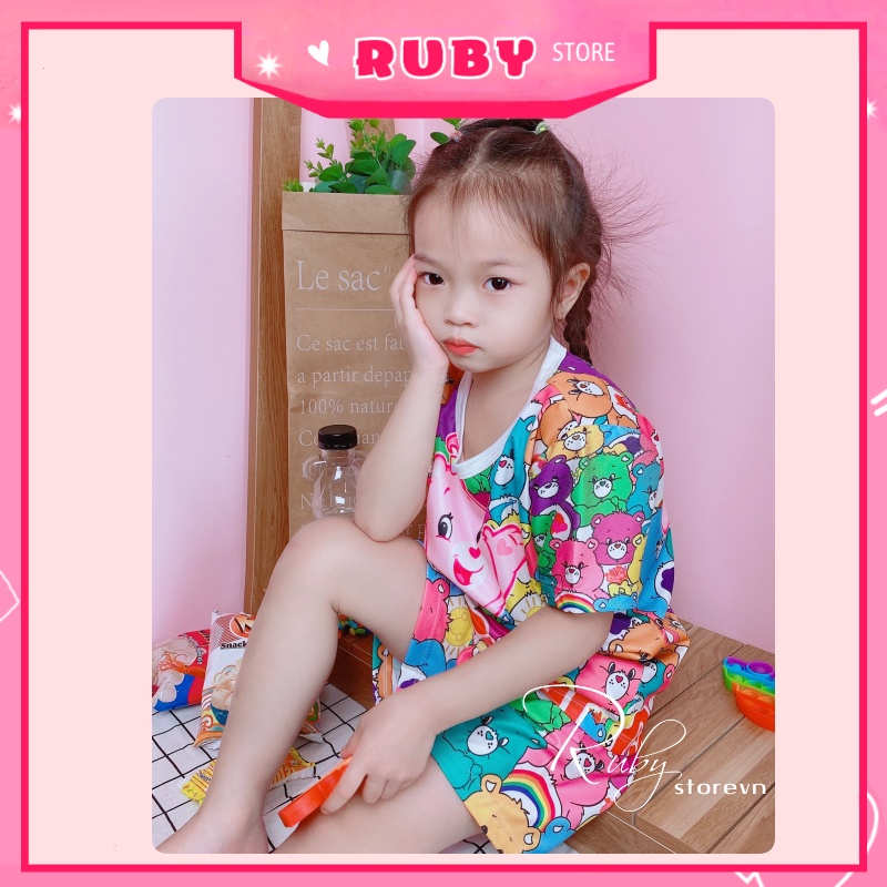 Set bộ Gấu Hồng Unisex Nam Nữ FULL SIZE Dưới 70KG ❤ Đồ bộ mặc nhà mẹ và bé ❤ DBRBD