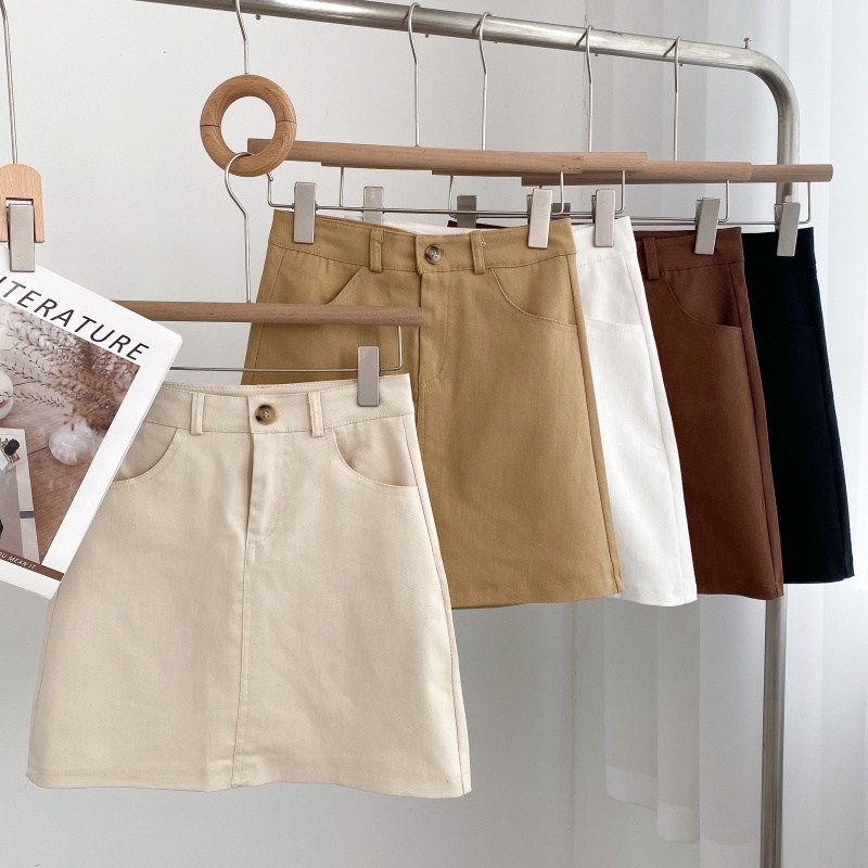Chân Váy kaki nữ bassic form A lưng cao