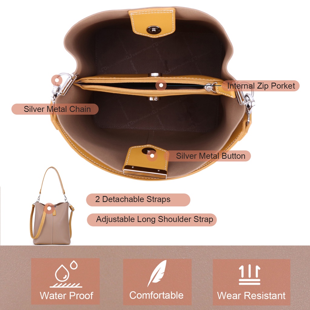 Túi đeo chéo DAVID JONES da pu cỡ lớn màu trơn thời trang cho nữ