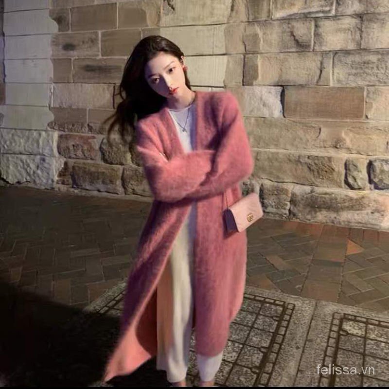Áo khoác cardigan dệt kim dáng dài thời trang xuân thu cho nữ 2021
