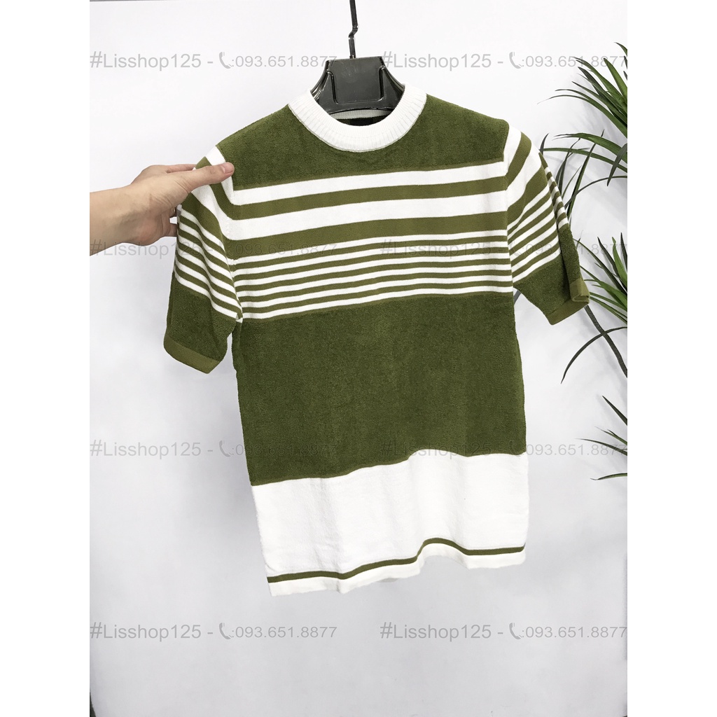 Áo Len Cộc Tay Nam River Island Kẻ Rêu Authentic