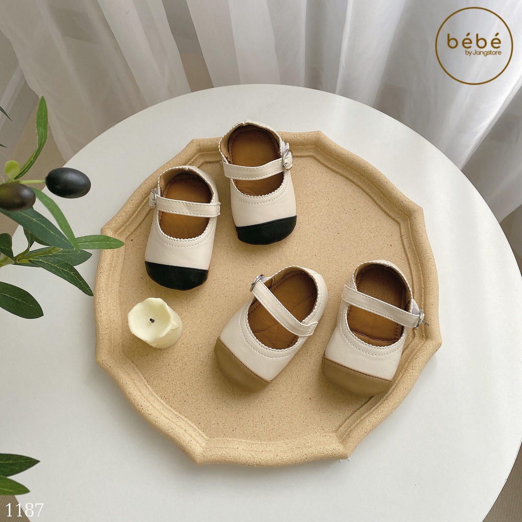 Giày quai dán be mũi pha màu xinh xắn cho bé yêu B1187