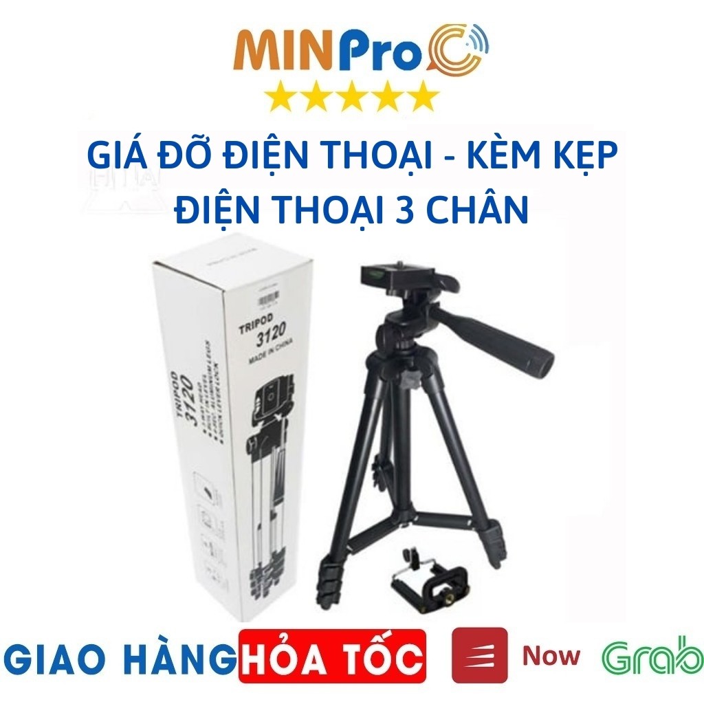 Giá đỡ điện thoại-kèm kẹp điện thoại 3 chân-điều khiển remote tương thích với nhiều dòng máy MINPRO